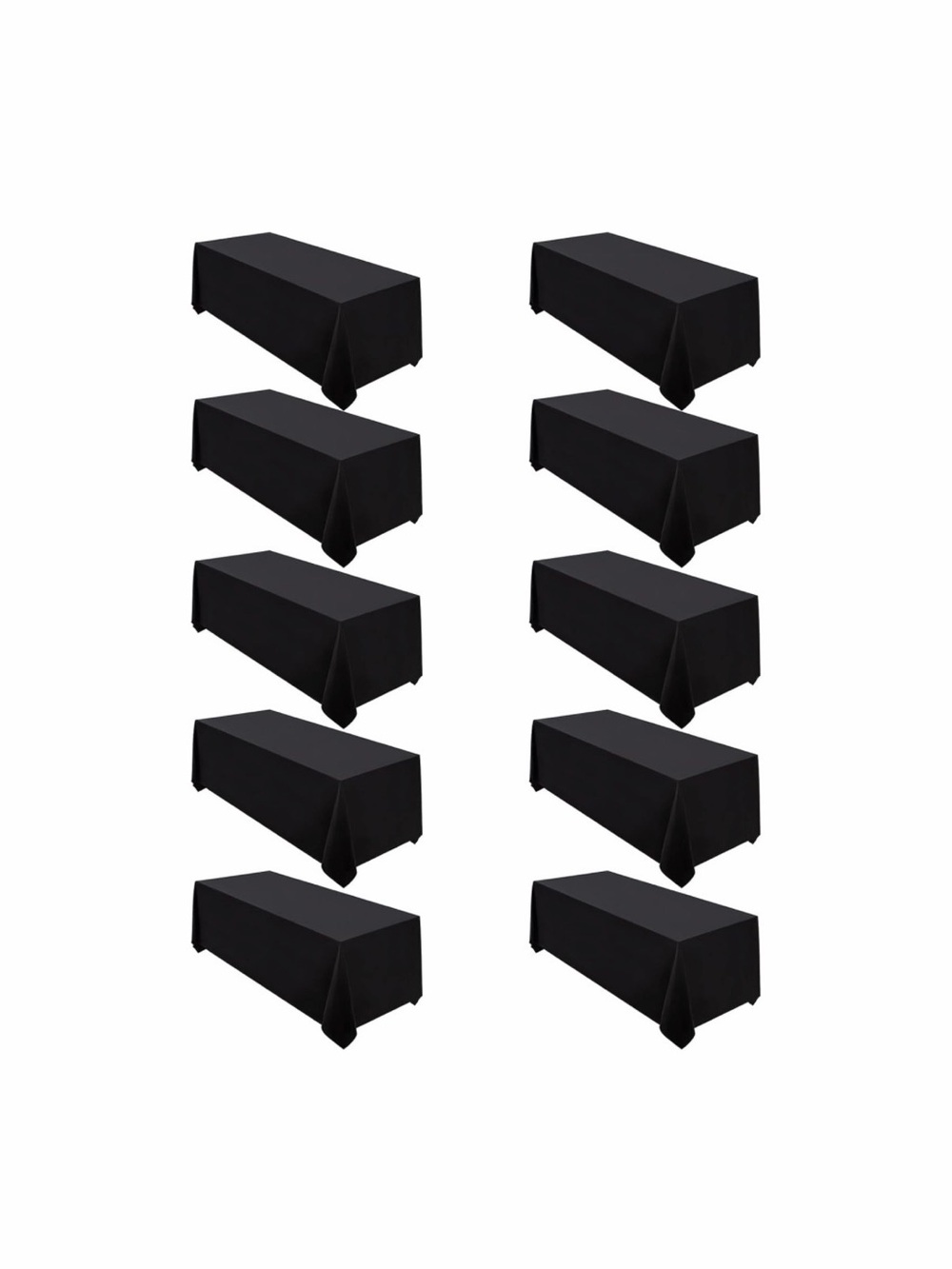 New🆕10-Pack Black Polyester Rectangular Tablecloths